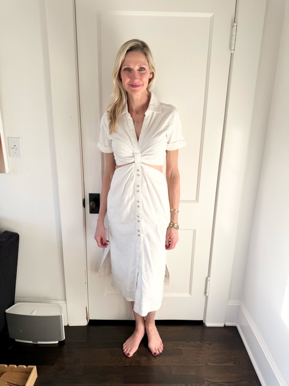 TRAVIS MATTHEW white cutout midi dress
